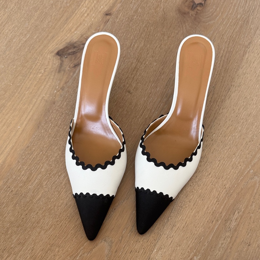 HELSA Black and White Mules